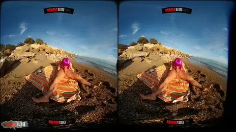 Baise en VR 3D sur la plage avec la sublime roumaine Yasmin Daferro photo 05